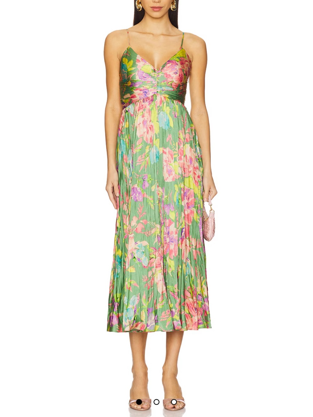 Astr Floral Pleated Maxi Dress